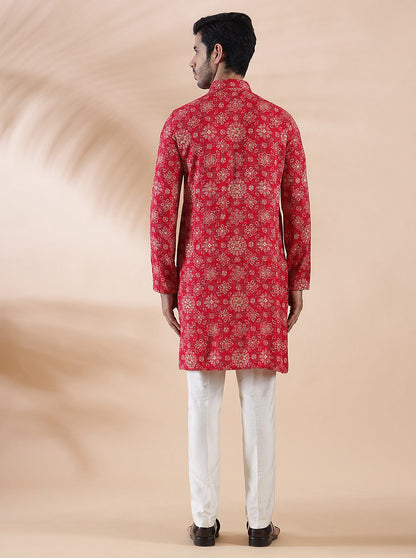 Rani Pink Printed Kurta | The Kurta Company