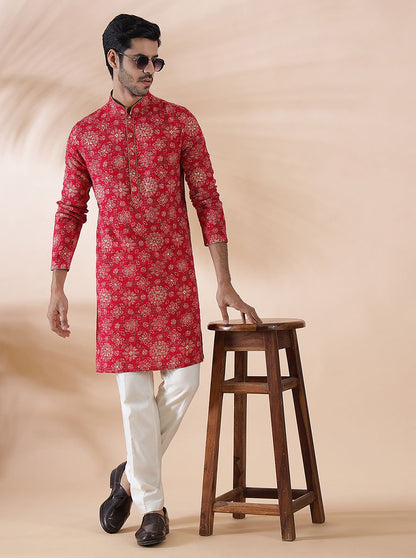 Rani Pink Printed Kurta | The Kurta Company