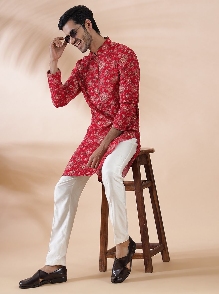 Rani Pink Printed Kurta | The Kurta Company