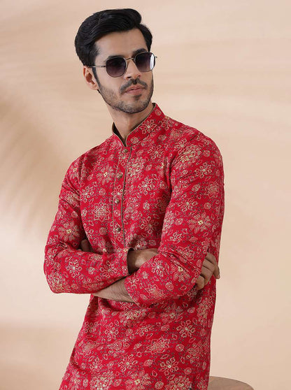 Rani Pink Printed Kurta | The Kurta Company