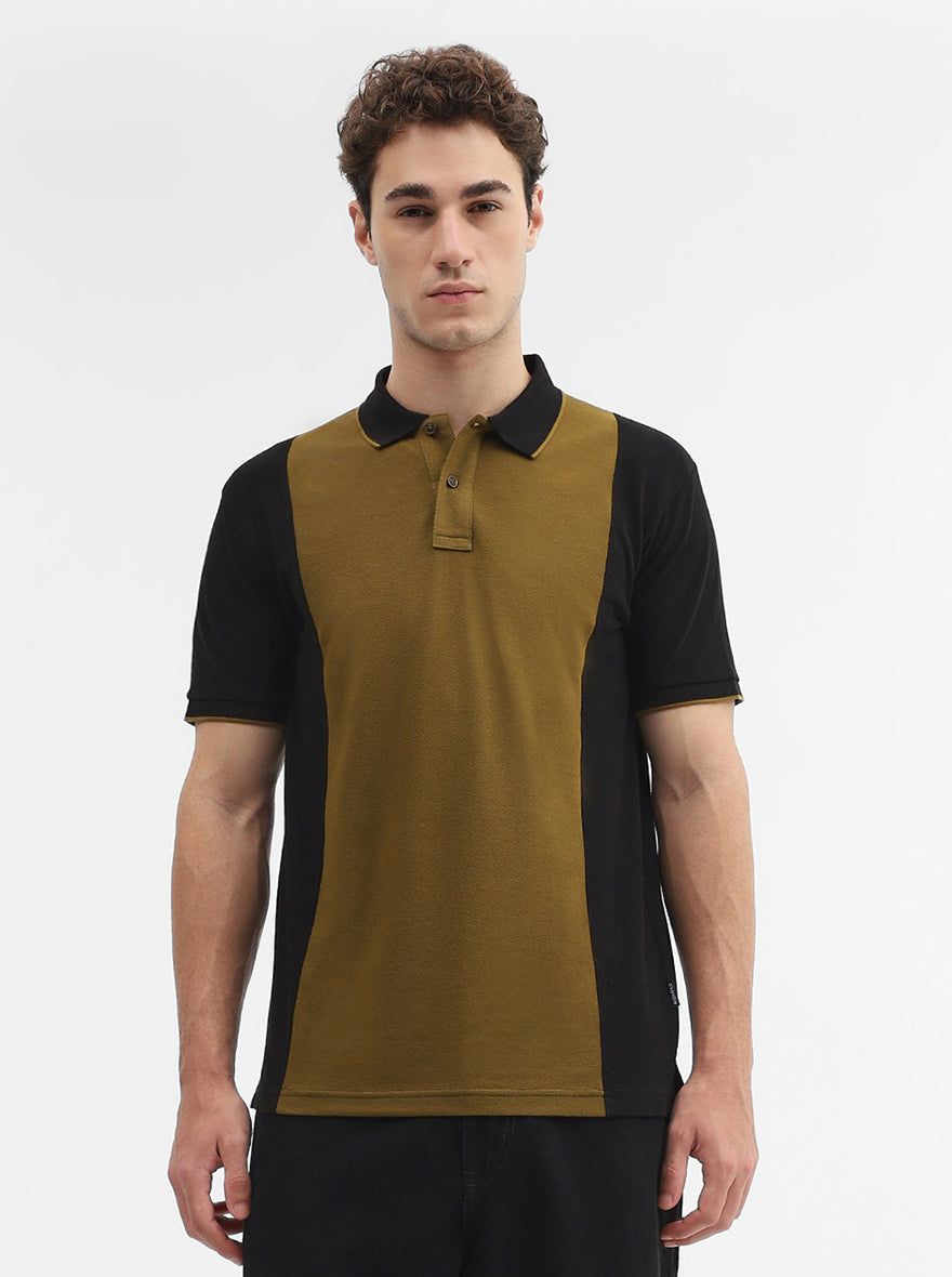 Amber Green & Black Striped Slim Fit Polo T-Shirt | Greenfibre