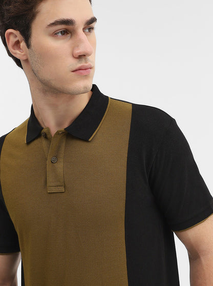 Amber Green & Black Striped Slim Fit Polo T-Shirt | Greenfibre