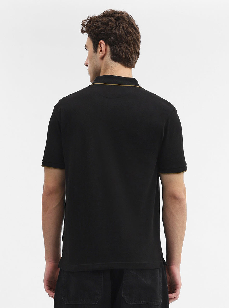 Amber Green & Black Striped Slim Fit Polo T-Shirt | Greenfibre