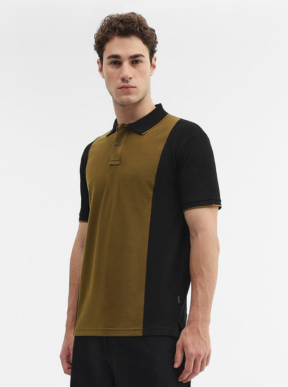 Amber Green & Black Striped Slim Fit Polo T-Shirt | Greenfibre