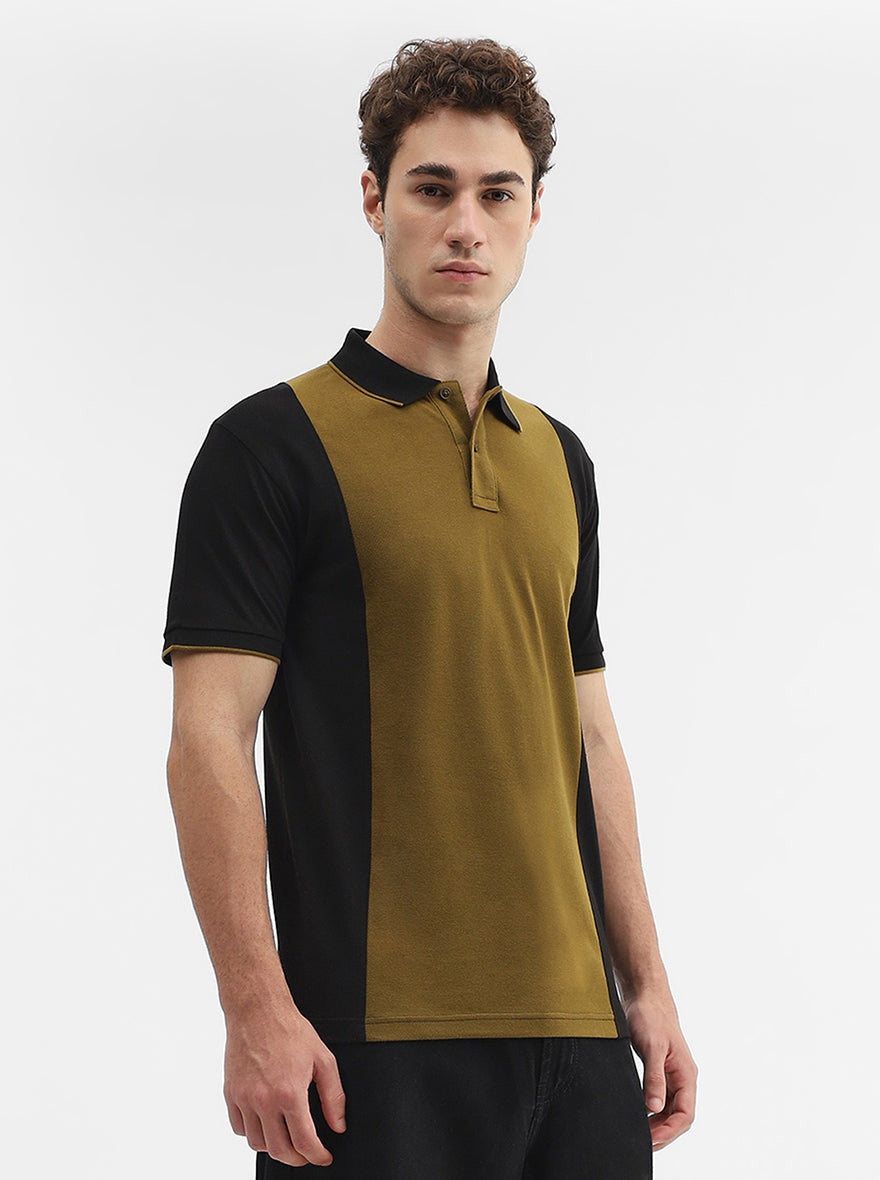 Amber Green & Black Striped Slim Fit Polo T-Shirt | Greenfibre