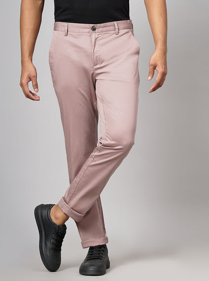 Onion Pink Solid Uno Fit Casual Trouser | JadeBlue