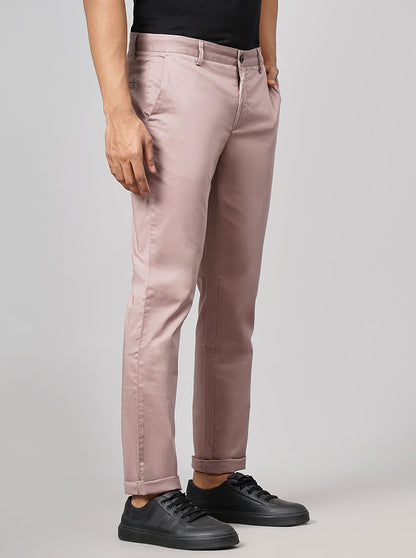 Onion Pink Solid Uno Fit Casual Trouser | JadeBlue