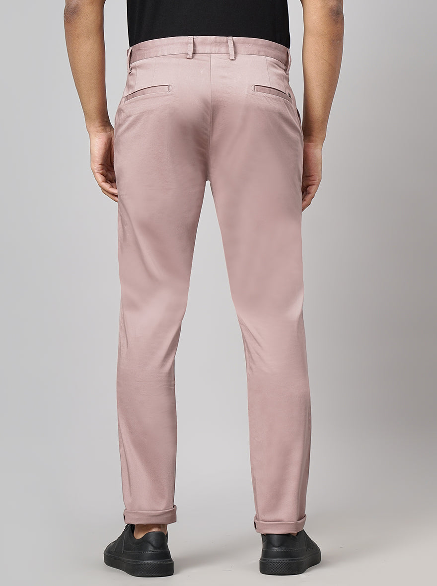 Onion Pink Solid Uno Fit Casual Trouser | JadeBlue