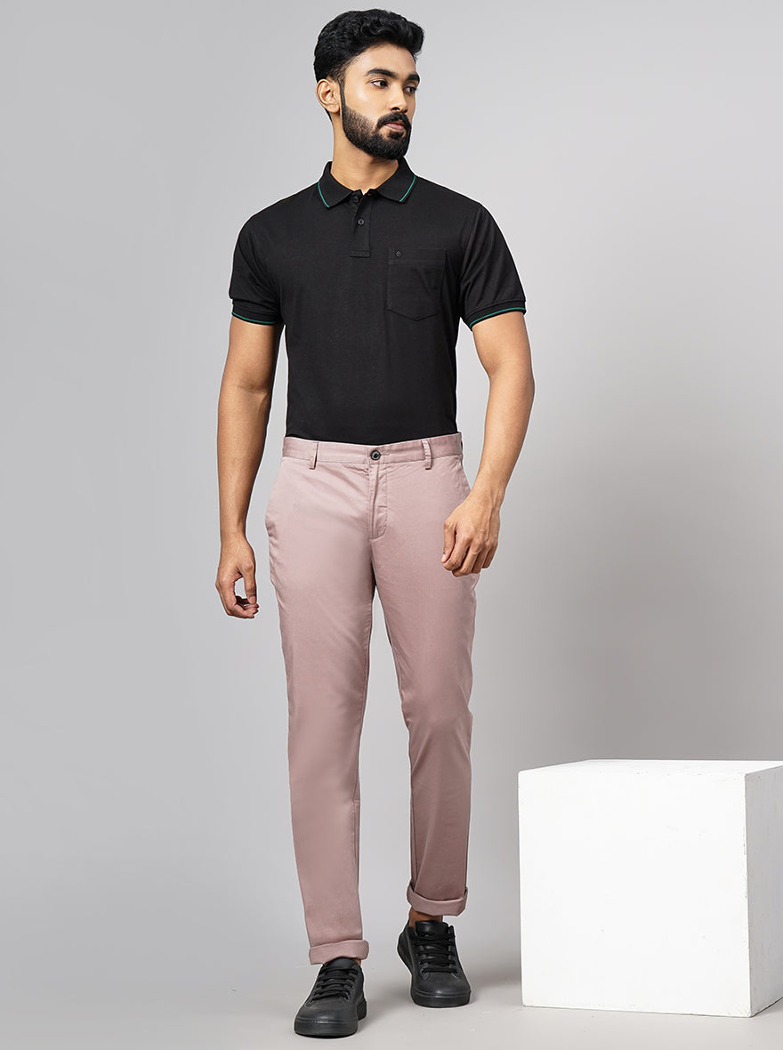 Onion Pink Solid Uno Fit Casual Trouser | JadeBlue