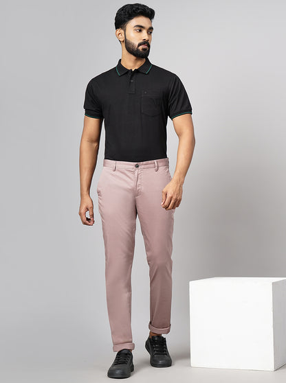Onion Pink Solid Uno Fit Casual Trouser | JadeBlue