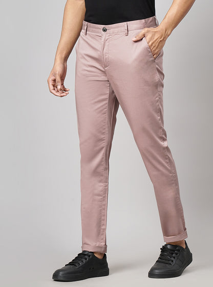 Onion Pink Solid Uno Fit Casual Trouser | JadeBlue
