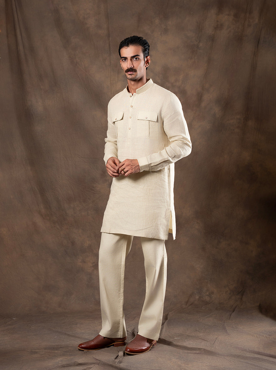 Pista Embroidered  Kurta Pajama | Virasana