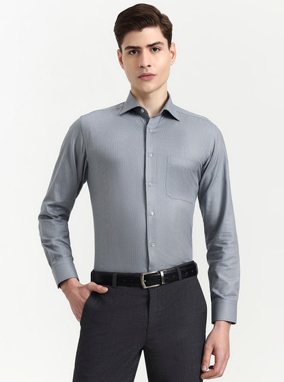 Grey Solid Slim Fit Formal Shirt | Metal