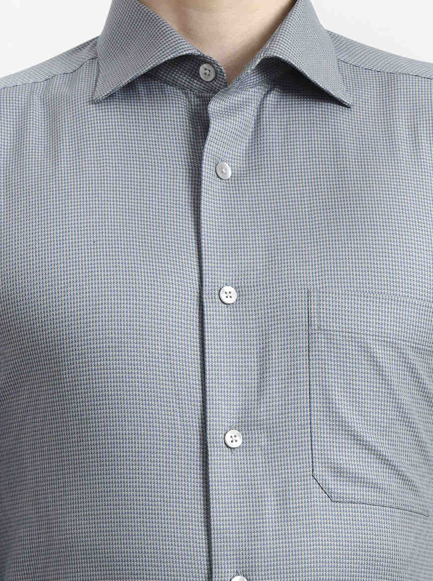 Grey Solid Slim Fit Formal Shirt | Metal