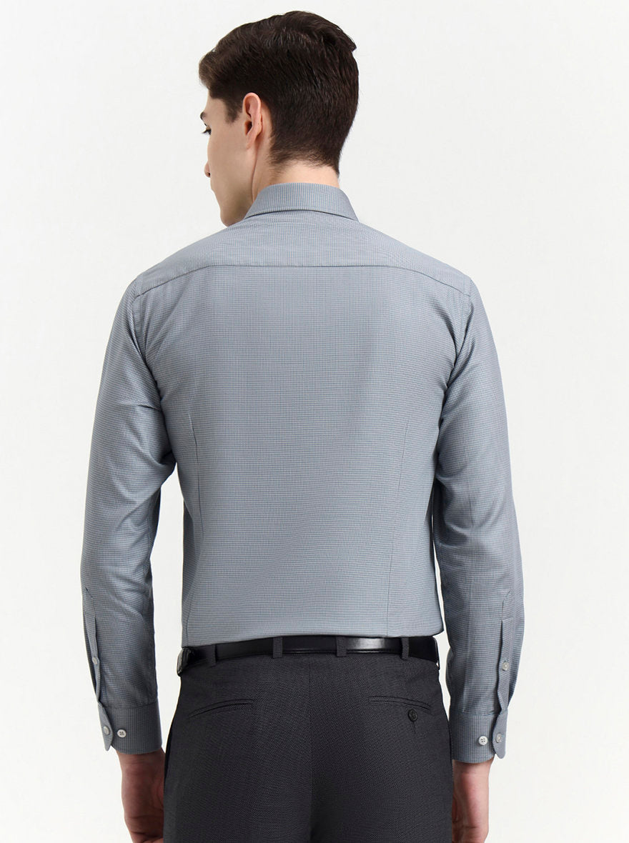 Grey Solid Slim Fit Formal Shirt | Metal