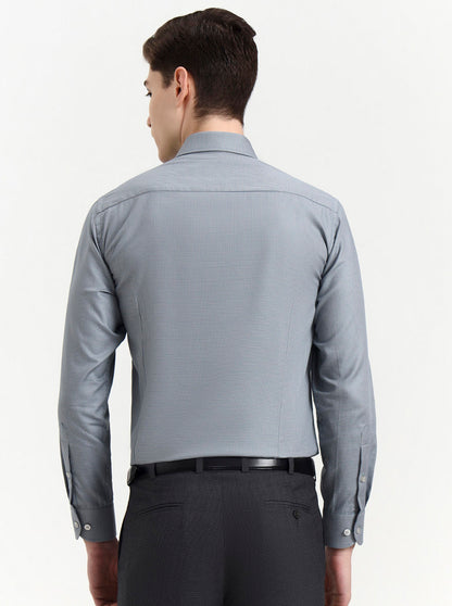 Grey Solid Slim Fit Formal Shirt | Metal