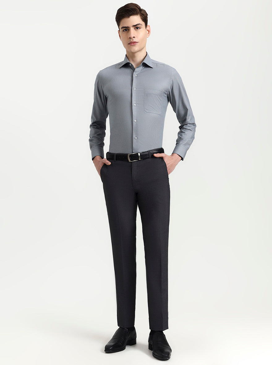 Grey Solid Slim Fit Formal Shirt | Metal