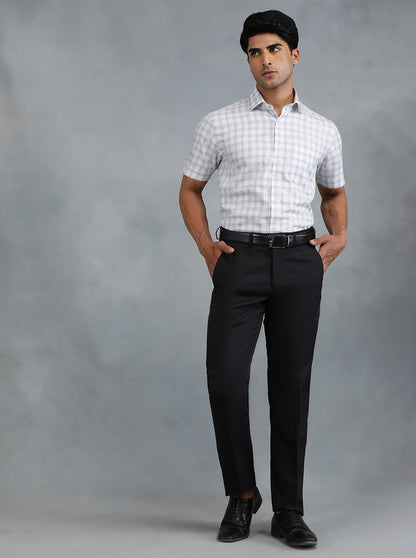 Grey Checked Regular Fit Formal Shirt | Greenfibre