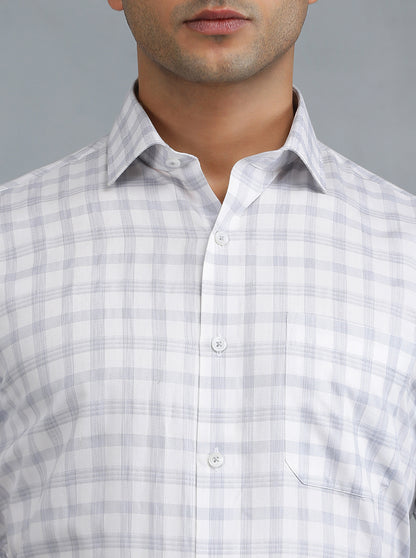 Grey Checked Regular Fit Formal Shirt | Greenfibre