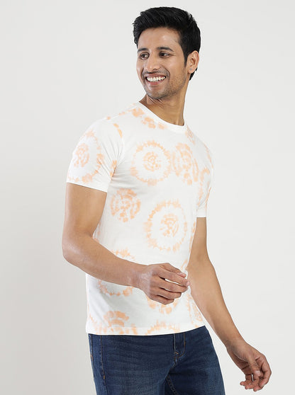 Orange Printed Slim Fit T-Shirt | Greenfibre