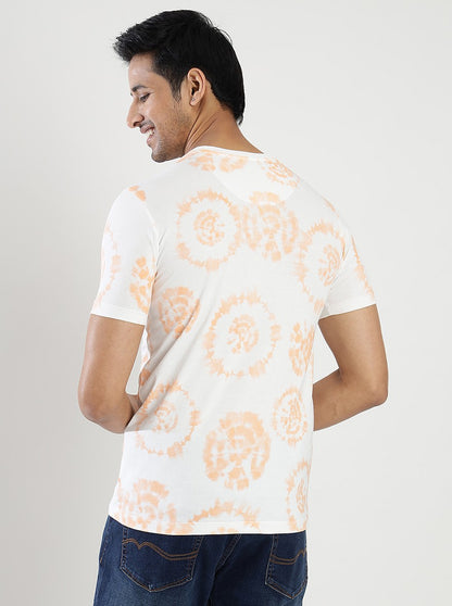 Orange Printed Slim Fit T-Shirt | Greenfibre