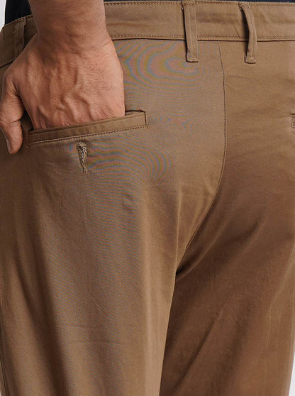 Brown Solid Neo Fit Casual Trouser | Greenfibre