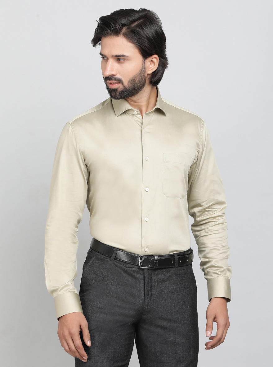 Fawn Solid Slim Fit Formal Shirt | Metal