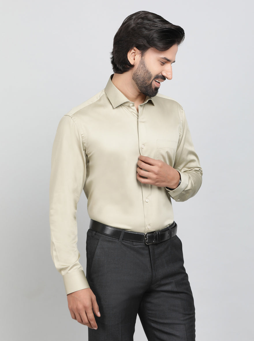 Fawn Solid Slim Fit Formal Shirt | Metal