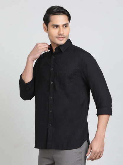 Black Solid Slim Fit Casual Shirt | JadeBlue