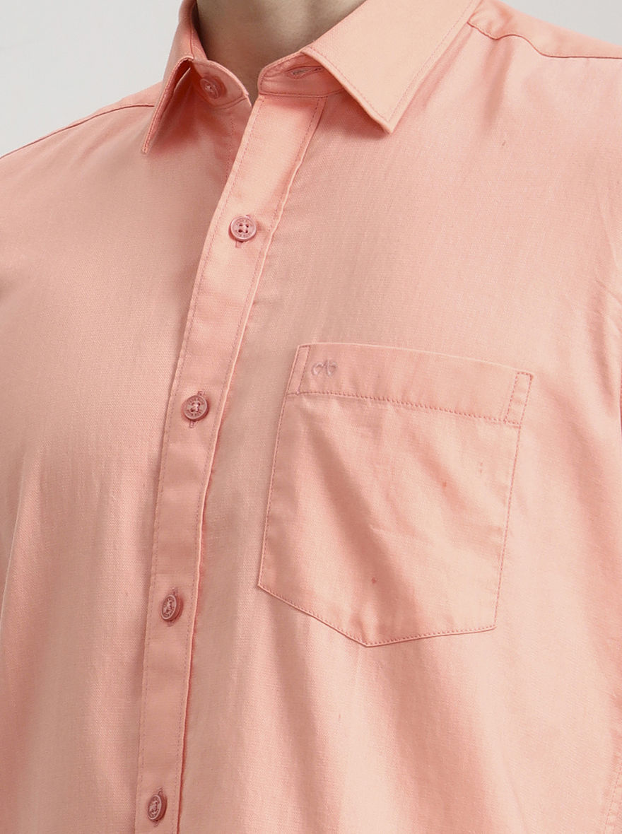 Pink Solid Tailored Fit Semi Casual Shirt | JadeBlue