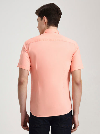 Pink Solid Tailored Fit Semi Casual Shirt | JadeBlue