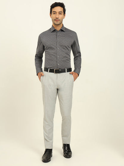 Black Printed Slim Fit Formal Shirt | JadeBlue Super Luxe