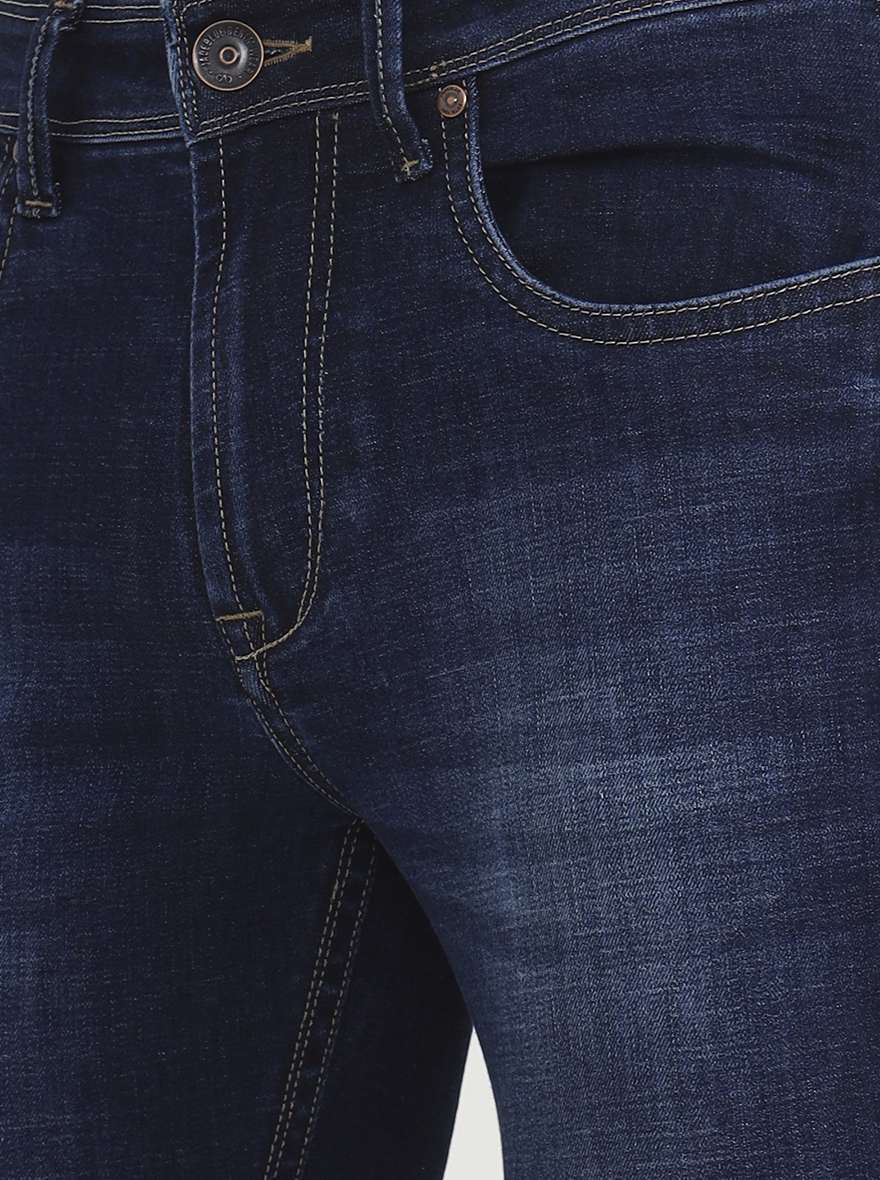 Dark Indigo Blue Solid Rider Fit Jeans | JadeBlue