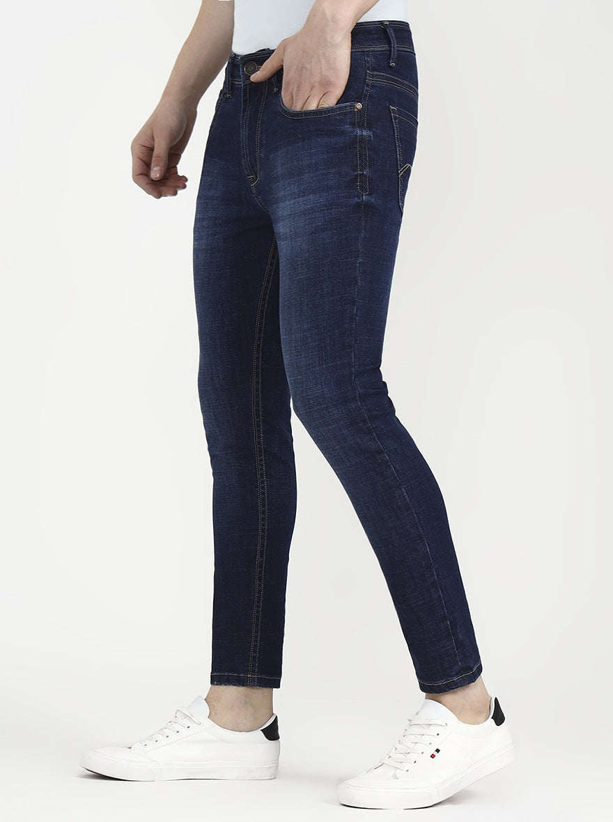 Dark Indigo Blue Solid Rider Fit Jeans | JadeBlue