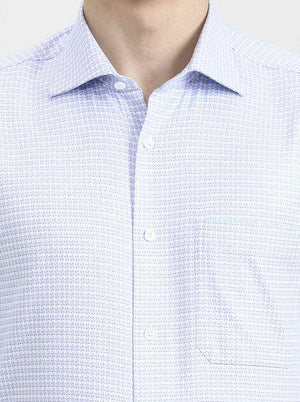 Light Blue Printed Slim Fit Formal Shirt | JadeBlue Super Luxe