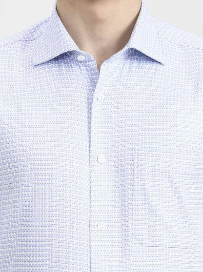 Light Blue Printed Slim Fit Formal Shirt | JadeBlue Super Luxe