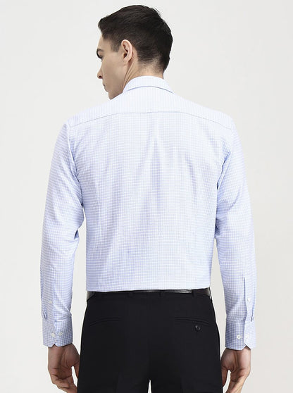 Light Blue Printed Slim Fit Formal Shirt | JadeBlue Super Luxe