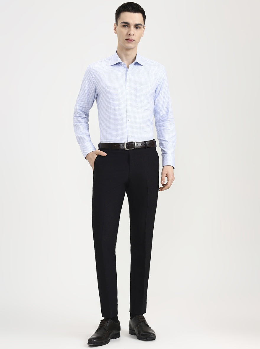 Light Blue Printed Slim Fit Formal Shirt | JadeBlue Super Luxe