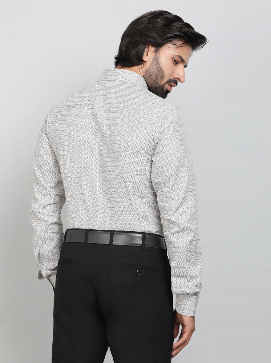 Beige Printed Slim Fit Formal Shirt | JadeBlue Youth