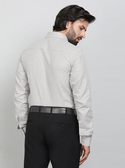Beige Printed Slim Fit Formal Shirt | JadeBlue Youth