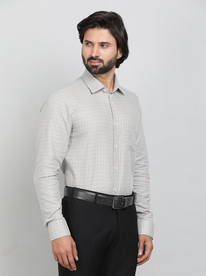 Beige Printed Slim Fit Formal Shirt | JadeBlue Youth