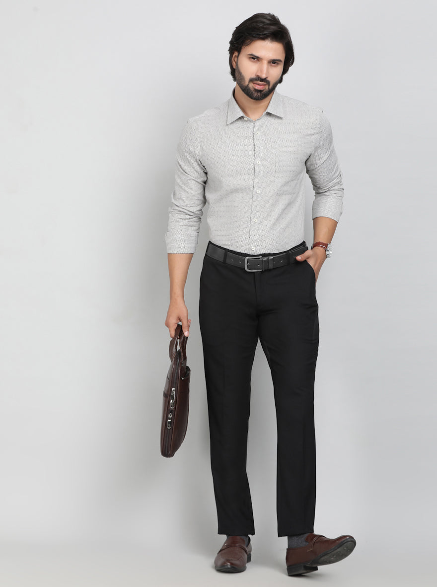 Beige Printed Slim Fit Formal Shirt | JadeBlue Youth