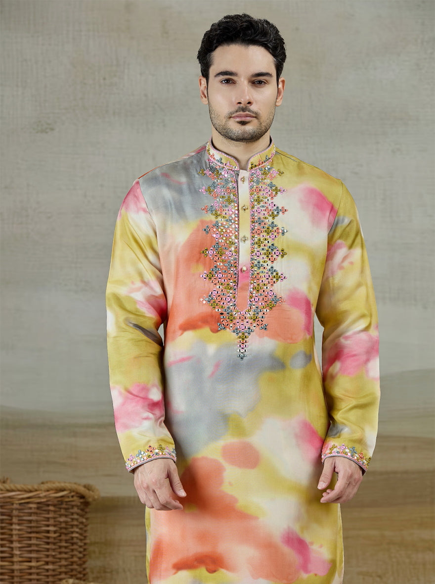 Multicolor Printed & Embroidered Kurta Pajama | TULA