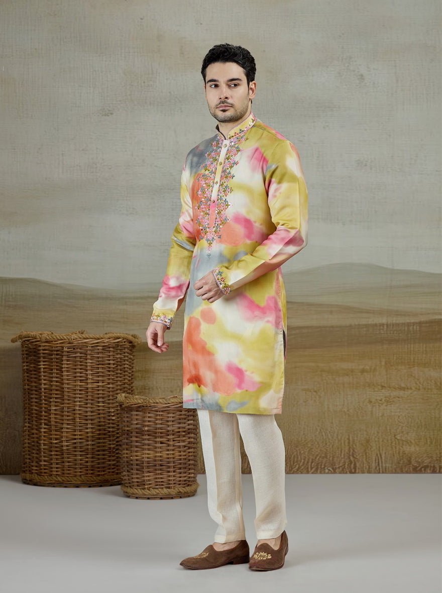 Multicolor Printed & Embroidered Kurta Pajama | TULA