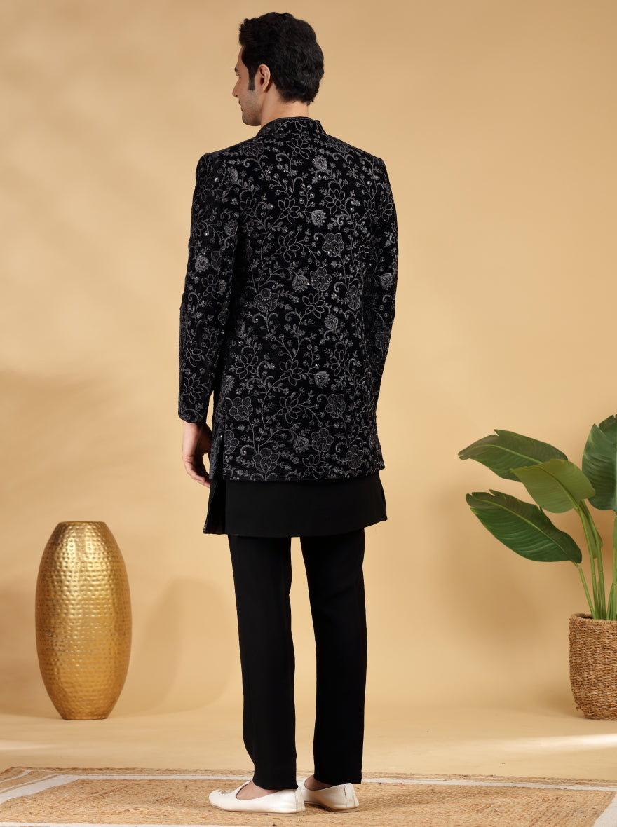 Black Embroidered Indowestern | TULA