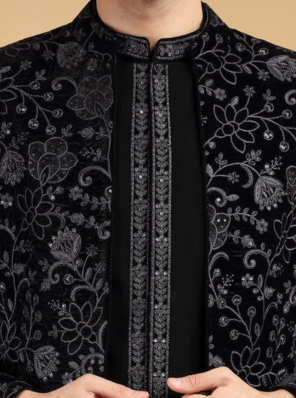 Black Embroidered Indowestern | TULA