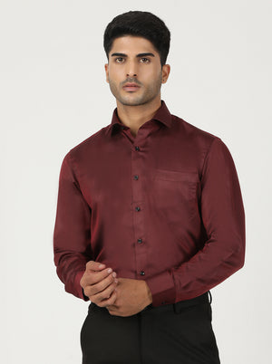 Red Solid Slim Fit Formal Shirt | Greenfibre