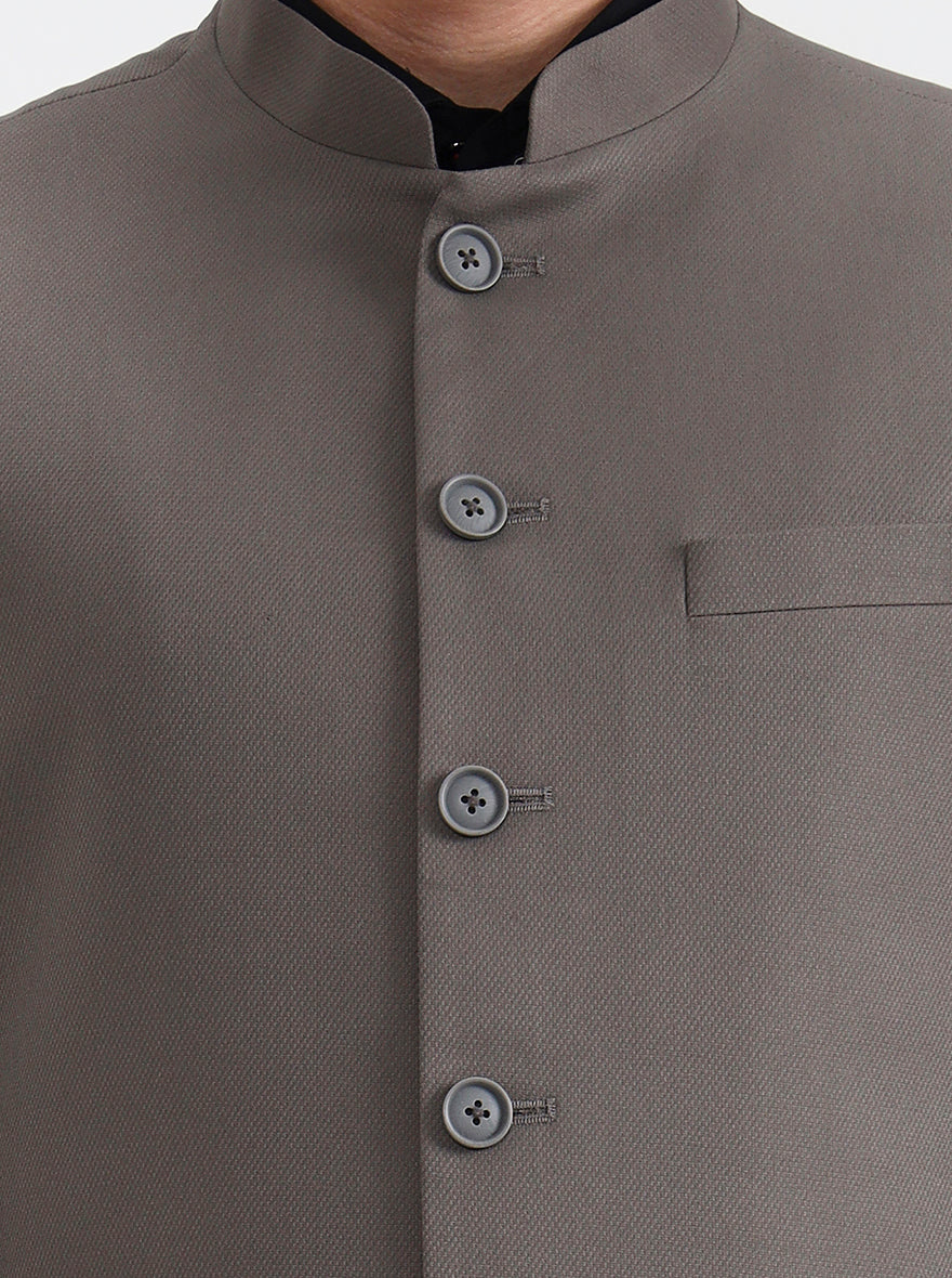 Grey Solid Regular Fit Waistcoat  | Greenfibre