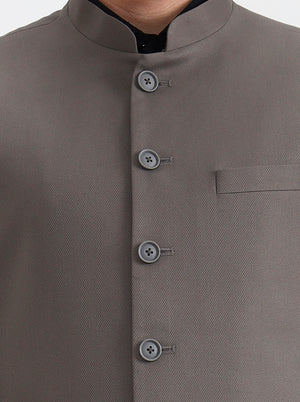Grey Solid Regular Fit Waistcoat  | Greenfibre