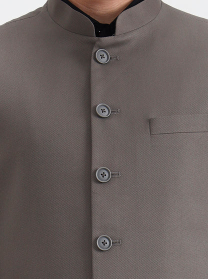 Grey Solid Regular Fit Waistcoat  | Greenfibre